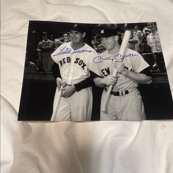 Autographed Ted Williams Mickey Mantle New York Yankees Boston Red Sox - Picture 1 of 1
